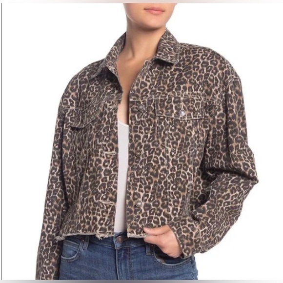 Free People Cheetah Print Denim Jacket Size M - Picture 3 of 13